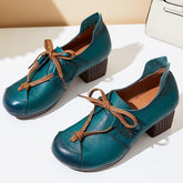 Retro Pumps Leather Comfortable Soft Handmade Women&