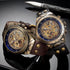 Retro Style Men Automatic Mechanical Watch Skeleton Steampunk Genuine Leather Band Men&