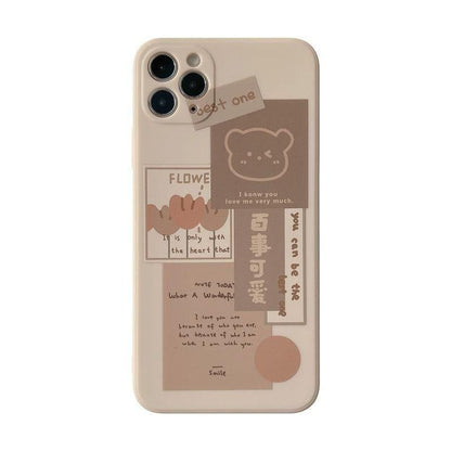 Retro Sweet Bear Cute Phone Cases For iPhone 14 13 12 11 Pro Max Xr Xs Max 7 8 Plus x 12 mini 7Plus - Touchy Style