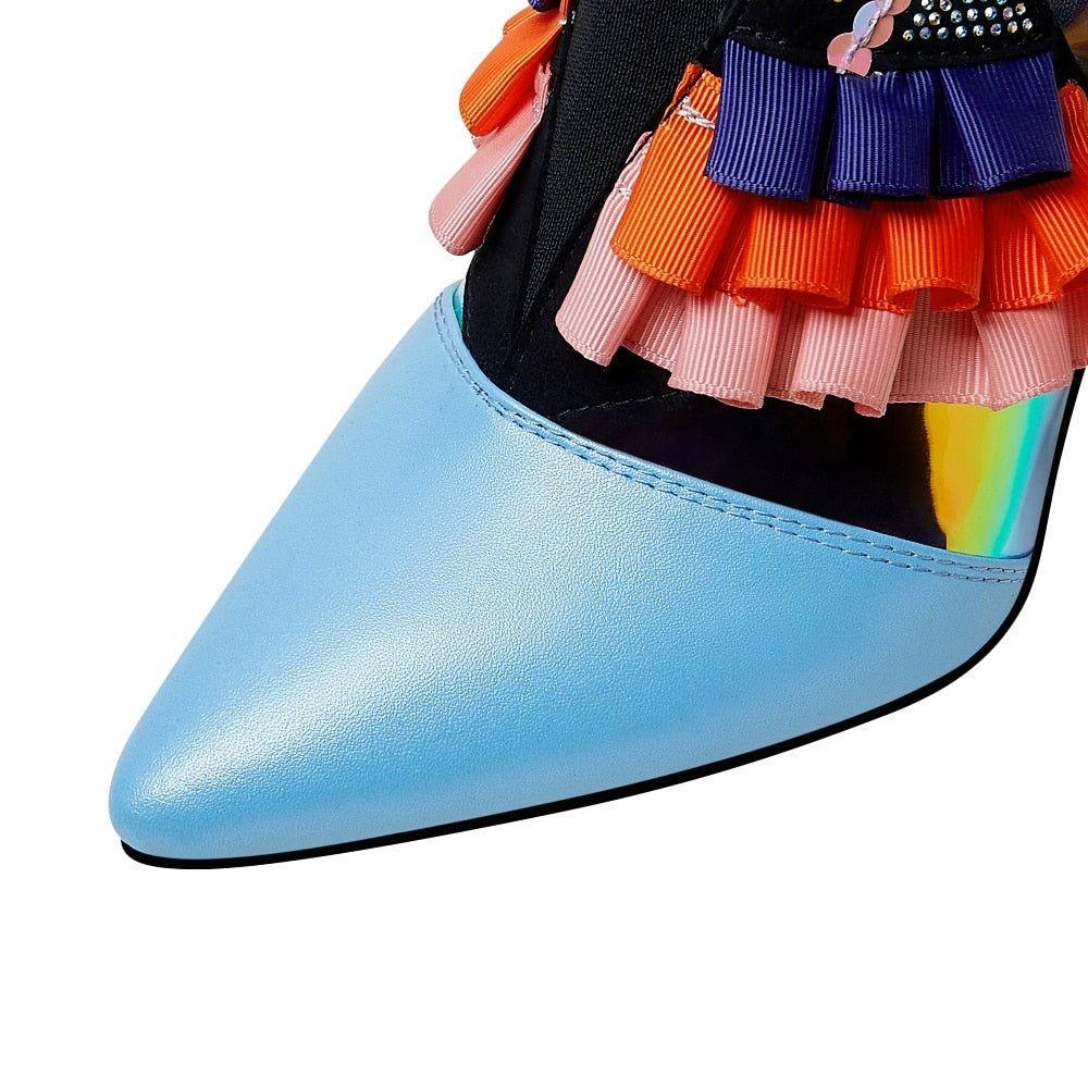 Ruffles Bird High Heel Sandals - Chunky Casual Shoes RX340 - Touchy Style