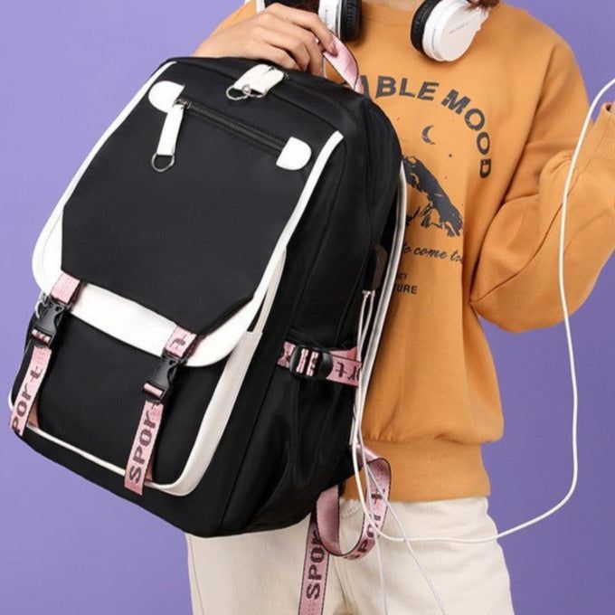 School Cool Backpack for Unisex Korean Style UCBFOS17 Waterproof Nylon Fabric - Touchy Style