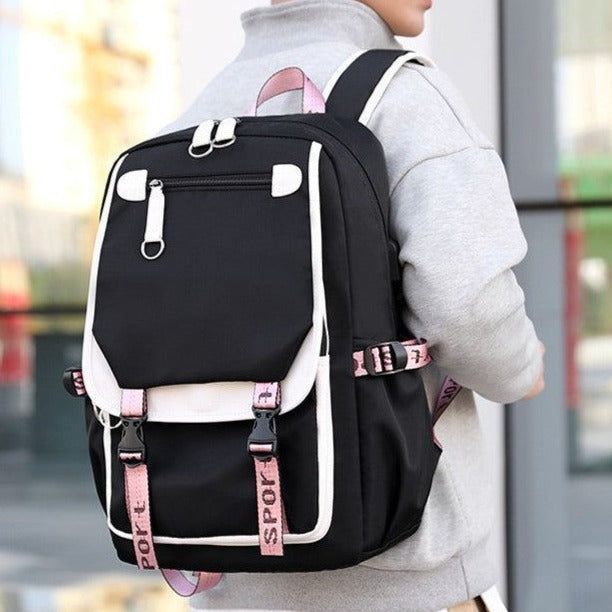 School Cool Backpack for Unisex Korean Style UCBFOS17 Waterproof Nylon Fabric - Touchy Style