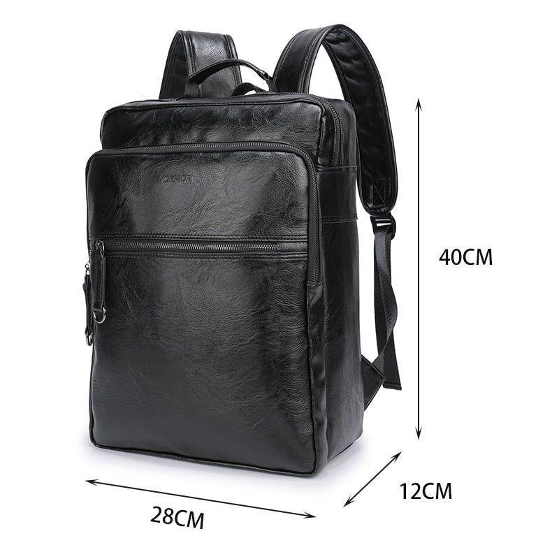 School Leather Waterproof Laptop Black Cool Backpacks VOS0111 - Touchy Style