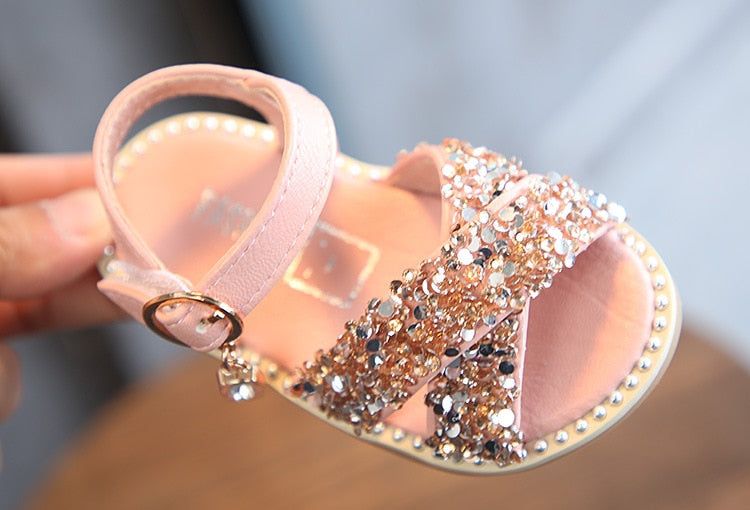 Sequin Rhinestone Flat Soft Toddler Casual Shoes For Girl DM-033 - Touchy Style