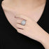 Shiny Big Full Crystal Silver Finger Rings Charm Jewelry - Touchy Style .