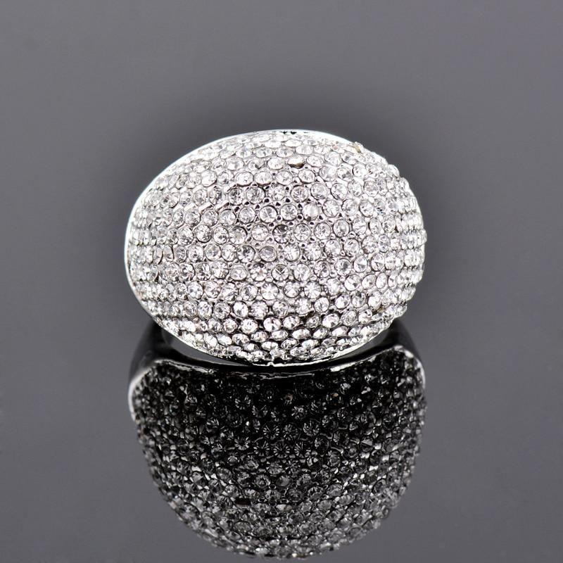 Shiny Big Full Crystal Silver Finger Rings Charm Jewelry - Touchy Style