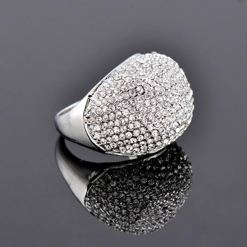 Shiny Big Full Crystal Silver Finger Rings Charm Jewelry - Touchy Style