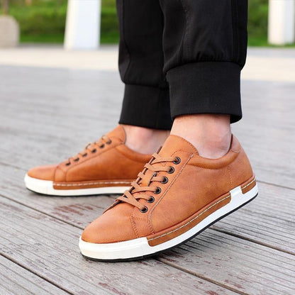 Simple Stylish Leather Flat Brown Men&