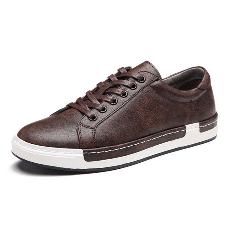 Simple Stylish Leather Flat Brown Men&