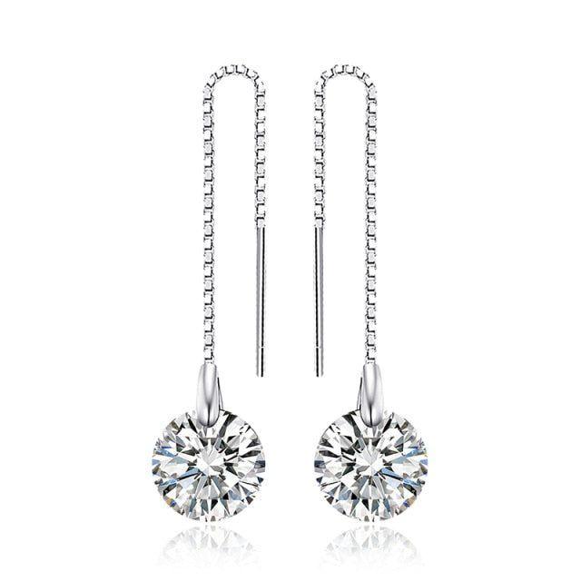 Simulated Diamond 925 Sterling Silver Long Earrings Charm Jewelry JOS0349 - Touchy Style