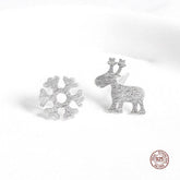 Snowflake Elk 925 Sterling Silver Mini Cute Earrings Charm Jewelry LOS23 - Touchy Style .