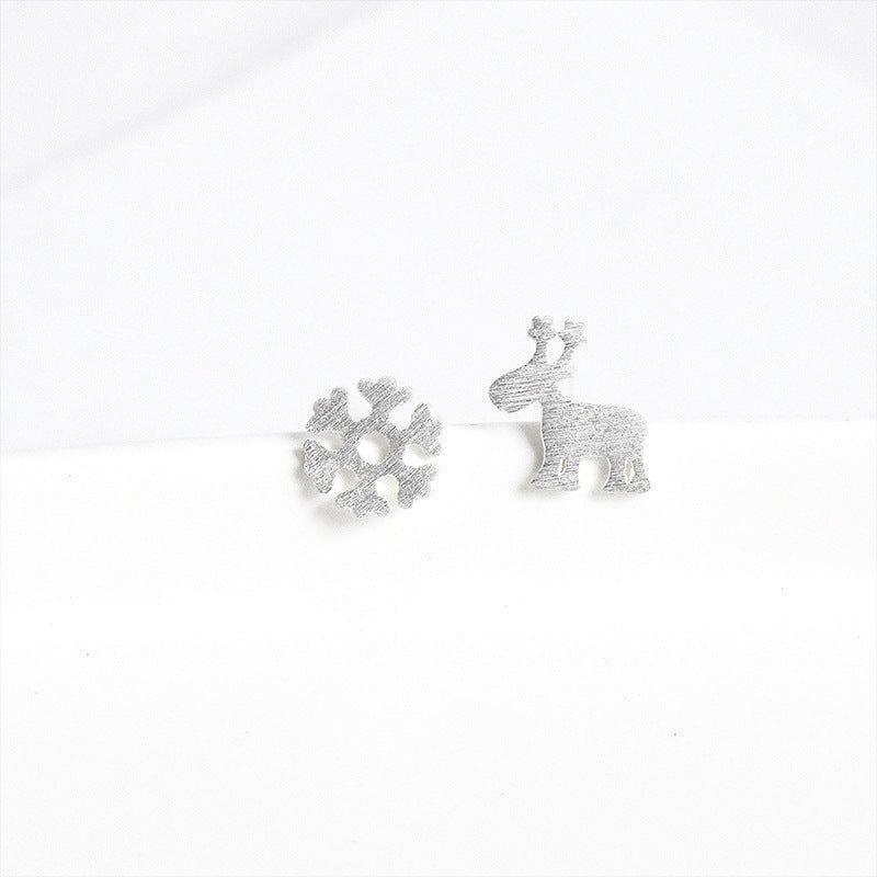 Snowflake Elk 925 Sterling Silver Mini Cute Earrings Charm Jewelry LOS23 - Touchy Style