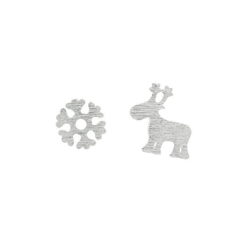 Snowflake Elk 925 Sterling Silver Mini Cute Earrings Charm Jewelry LOS23 - Touchy Style