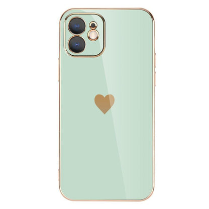 Solid Plating Mini Heart Cute Phone Cases For iPhone 12 11 Pro Max X XR XS Max 7 8 6 6s Plus SE 3 2022 13 Pro Max - Touchy Style