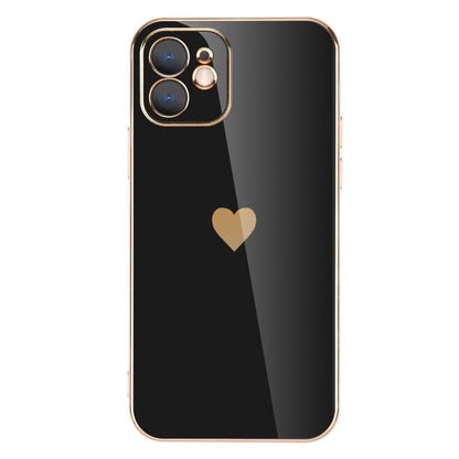 Solid Plating Mini Heart Cute Phone Cases For iPhone 12 11 Pro Max X XR XS Max 7 8 6 6s Plus SE 3 2022 13 Pro Max - Touchy Style