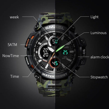 Sport Watches Waterproof Men Watch LED Digital Watch Military Male Clock 1708B Men Watch - Touchy Style