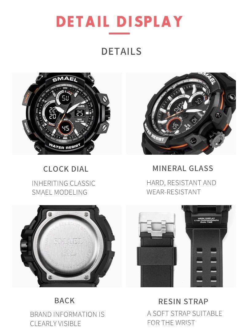 Sport Watches Waterproof Men Watch LED Digital Watch Military Male Clock 1708B Men Watch - Touchy Style