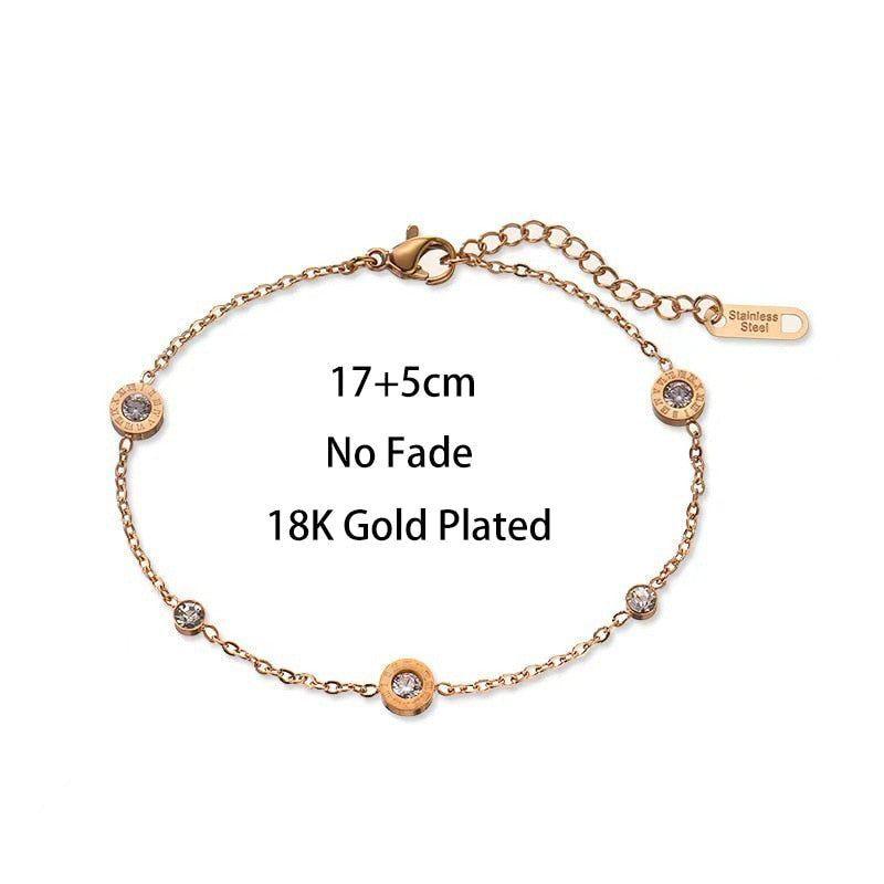 Stainless Steel Anklet Charm Jewelry Bohemian Stones Roman Numbers Pendent MOS0156 - Touchy Style