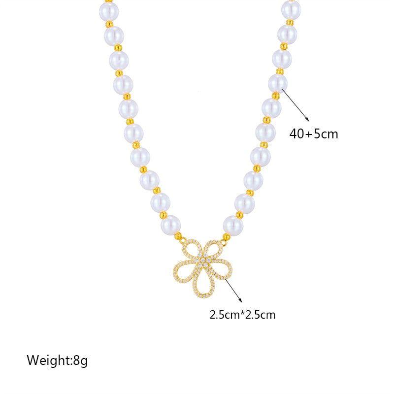 Stainless Steel Cutout Rhinestone Flower Pendant NecklaceCharm Jewelry NCJOI57 - Touchy Style