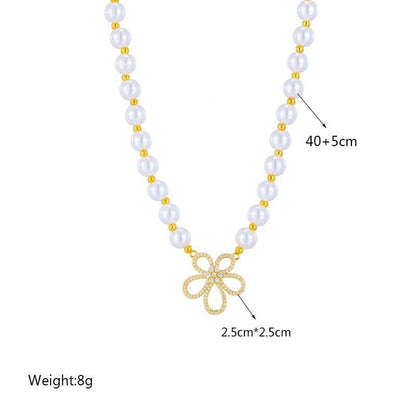 Stainless Steel Cutout Rhinestone Flower Pendant NecklaceCharm Jewelry NCJOI57 - Touchy Style