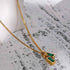 Stainless Steel Green Cubic Zirconia Pendant Necklace Charm Jewelry NCJR22 - Touchy Style