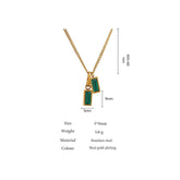 Stainless Steel Green Cubic Zirconia Pendant Necklace Charm Jewelry NCJR22 - Touchy Style