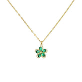 Stainless Steel Green Zircon Flowers Pendant Necklace Charm Jewelry NCJIO30 - Touchy Style