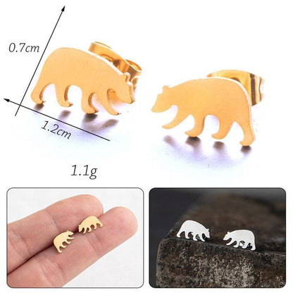 Stainless Steel Mini Animal Cartoon Earrings Charm Jewelry 