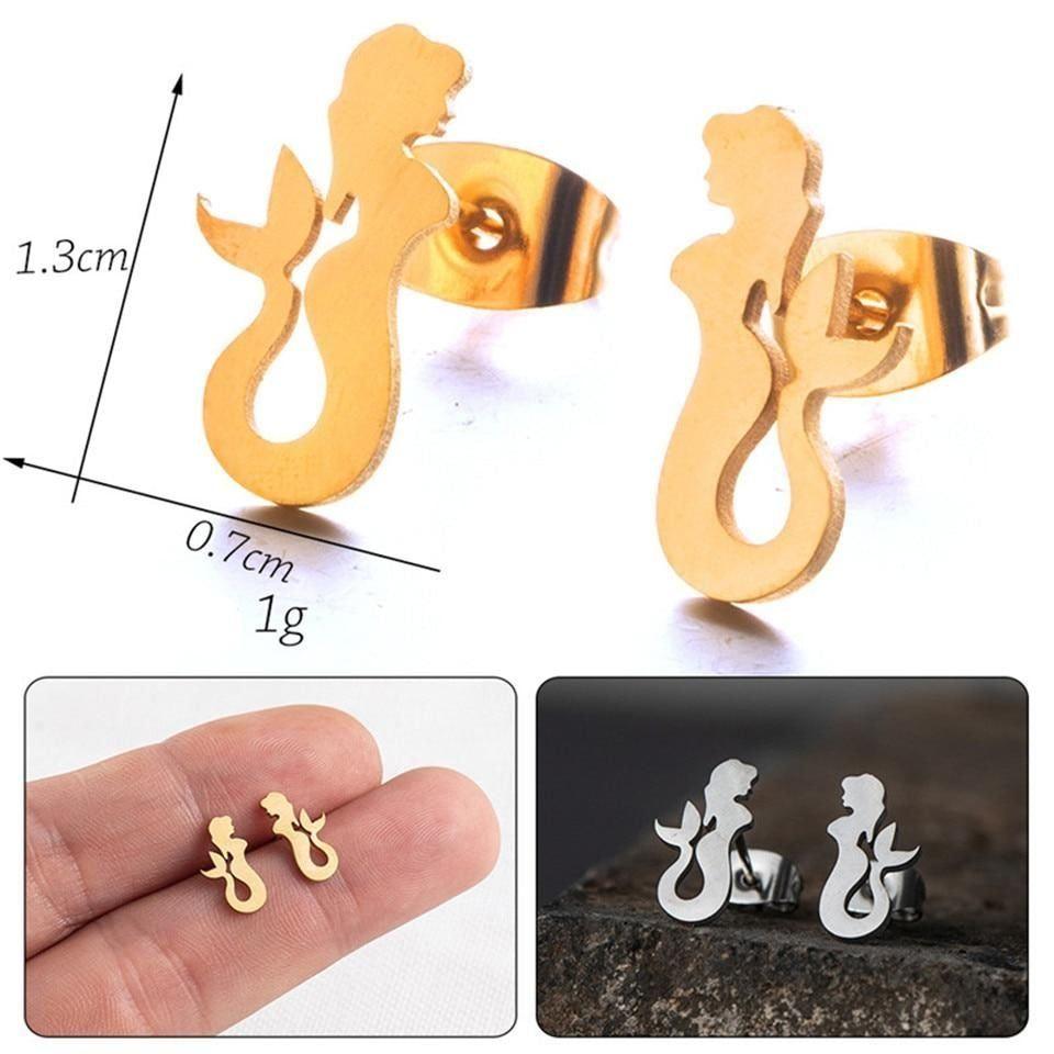 Stainless Steel Mini Animal Cartoon Earrings Charm Jewelry 