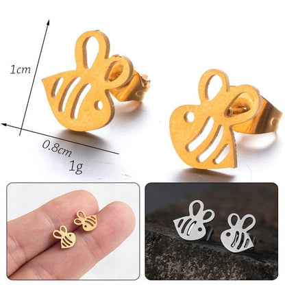 Stainless Steel Mini Animal Cartoon Earrings Charm Jewelry 