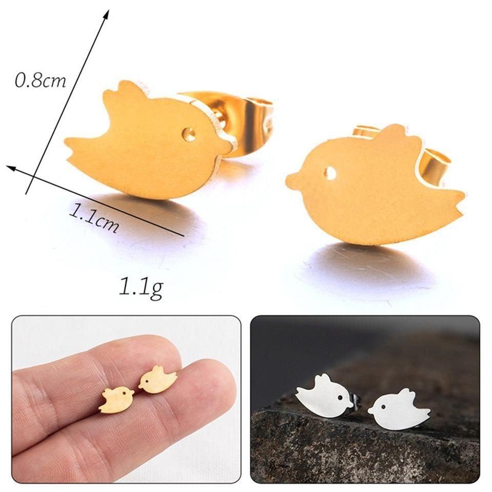 Stainless Steel Mini Animal Cartoon Earrings Charm Jewelry 