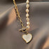 Stainless Steel Necklaces Charm Jewelry NCJSO40 Imitation Baroque Pearl Heart - Touchy Style