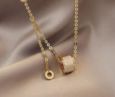 Stainless Steel Necklaces Charm Jewelry NCJSO46 Opals Luxurious - Touchy Style