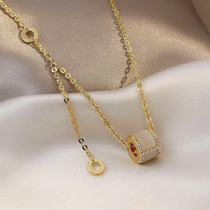 Stainless Steel Necklaces Charm Jewelry NCJSO46 Opals Luxurious - Touchy Style