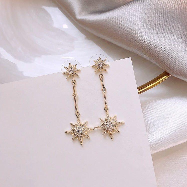 Star Fashion Crystal Long Earrings Charm Jewelry XYS0422 - Touchy Style