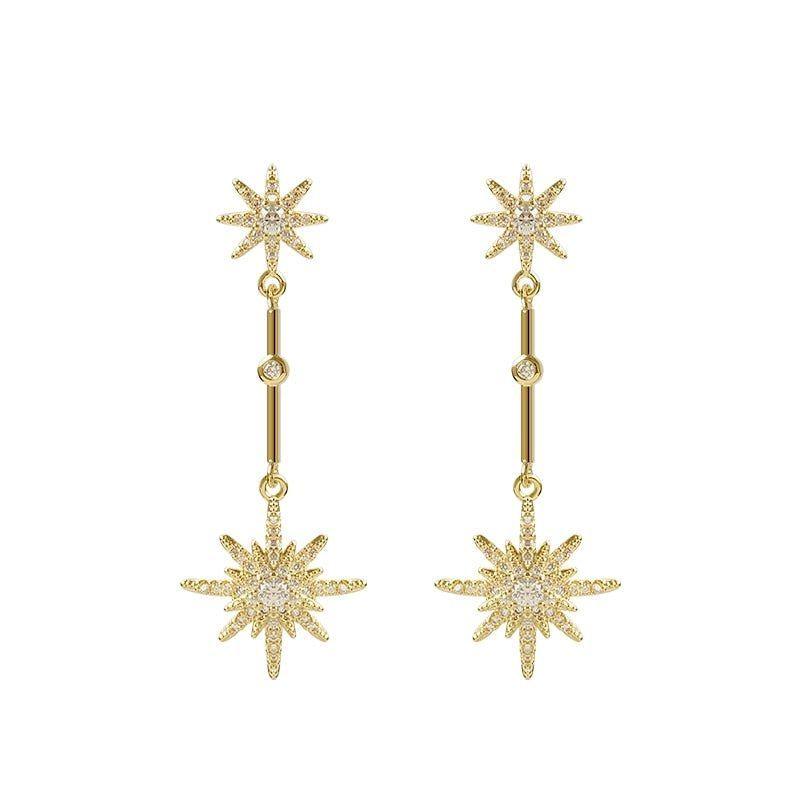 Star Fashion Crystal Long Earrings Charm Jewelry XYS0422 - Touchy Style