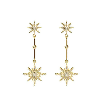 Star Fashion Crystal Long Earrings Charm Jewelry XYS0422 - Touchy Style