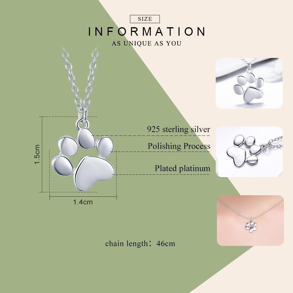 Sterling Silver Copper Jewelry Dog Cat Footprints Paw Necklaces Pendants Charm Jewelry - Touchy Style