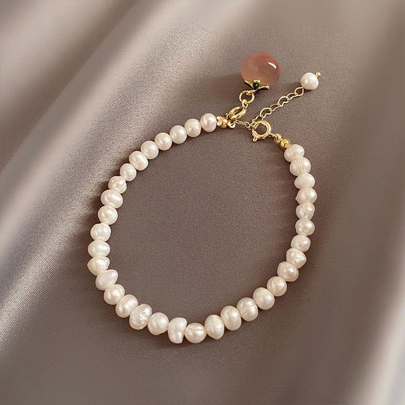 Sweet Pearl Bracelets Charm Jewelry XYS08 Pink Peach Pendant - Touchy Style