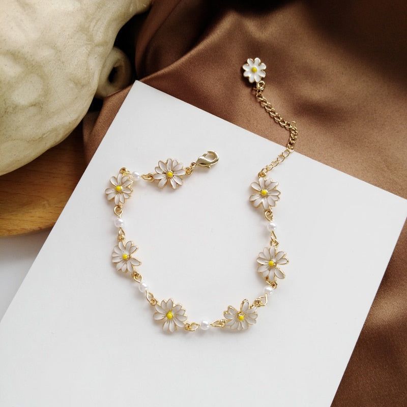 Sweet White Flowers Bracelets Necklaces Rings Earrings Charm Jewelry Set XOS0440 - Touchy Style