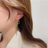 Temperament Gold Colour Long Beaded Drop Earrings ECJCY38 Korean Accessories - Touchy Style