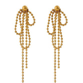 Temperament Gold Colour Long Beaded Drop Earrings ECJCY38 Korean Accessories - Touchy Style