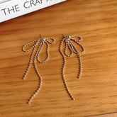 Temperament Gold Colour Long Beaded Drop Earrings ECJCY38 Korean Accessories - Touchy Style