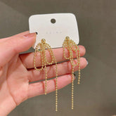 Temperament Gold Colour Long Beaded Drop Earrings ECJCY38 Korean Accessories - Touchy Style