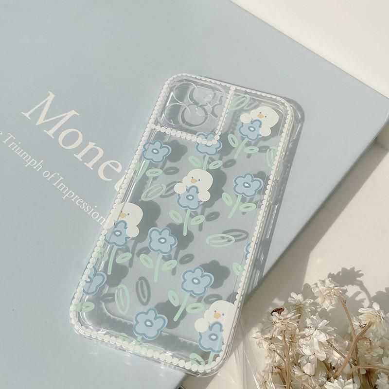 Transparent Japanese White Flower Cute Phone Cases For iPhone 14 13 12 11 Pro Xs Max XR X 7 8 Plus 7Plus - Touchy Style