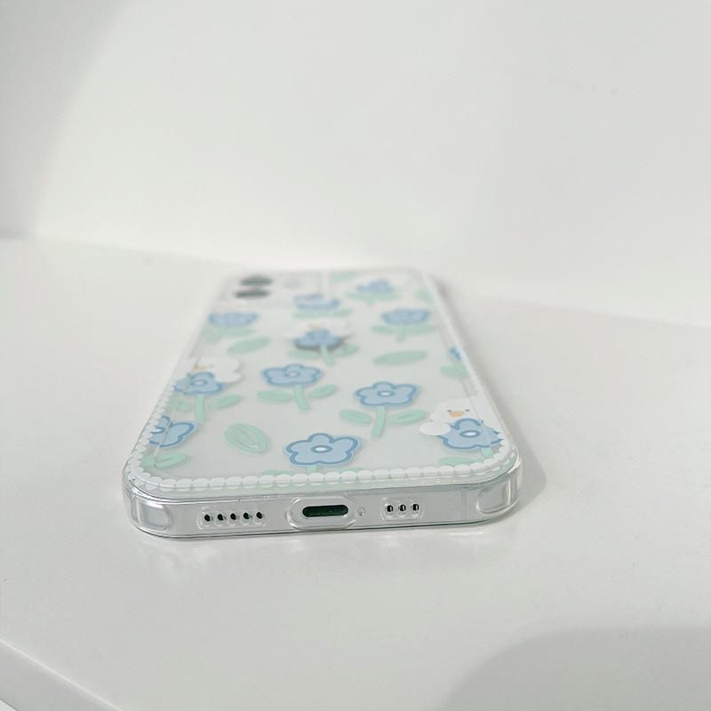 Transparent Japanese White Flower Cute Phone Cases For iPhone 14 13 12 11 Pro Xs Max XR X 7 8 Plus 7Plus - Touchy Style