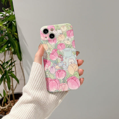 Tulip Garden Flowers Cute Phone Case - For iPhone 14, 13, 12, 11 Pro Max Cover - Touchy Style