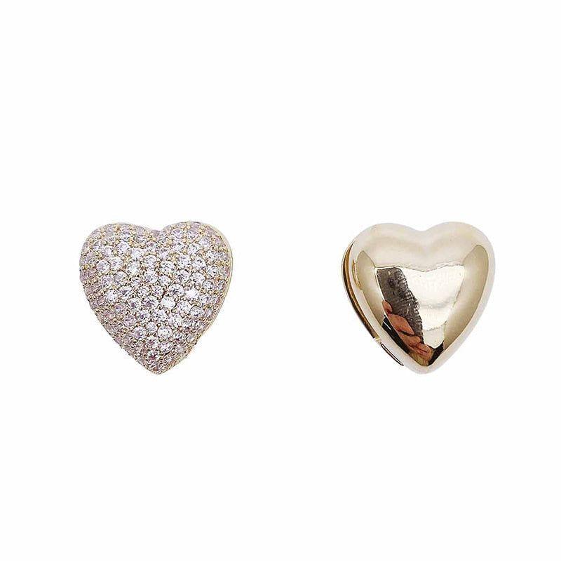 Two Side Design With Zircon Gold Heart-Shaped Earrings Charm Jewelry XYS0232 - Touchy Style