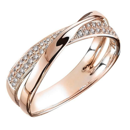 Two Tone X Shape Cross Finger Rings Charm Jewelry RCJ2331 Dazzling CZ Stone - Touchy Style