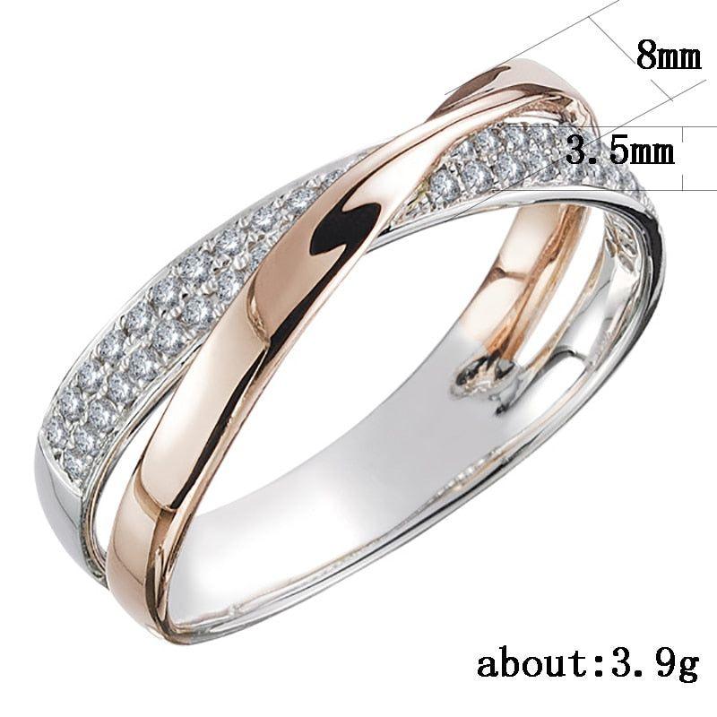 Two Tone X Shape Cross Finger Rings Charm Jewelry RCJ2331 Dazzling CZ Stone - Touchy Style